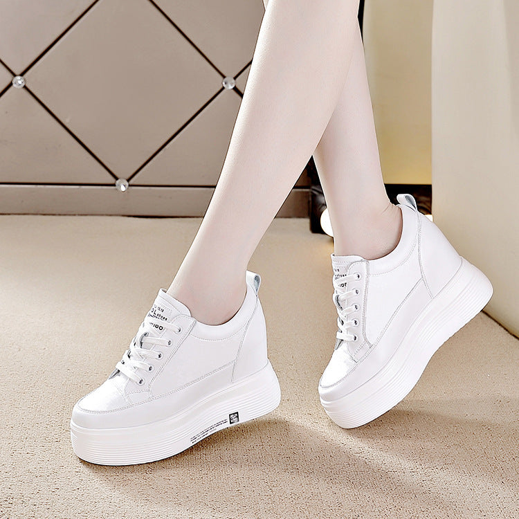 Women's Hidden Platform Korean Fashionable Popcorn White Heels