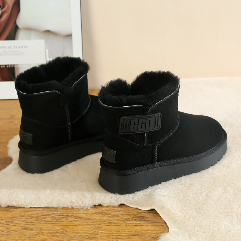 Women's Tube Veet Thickened Real Wool Velcro Snow Boots