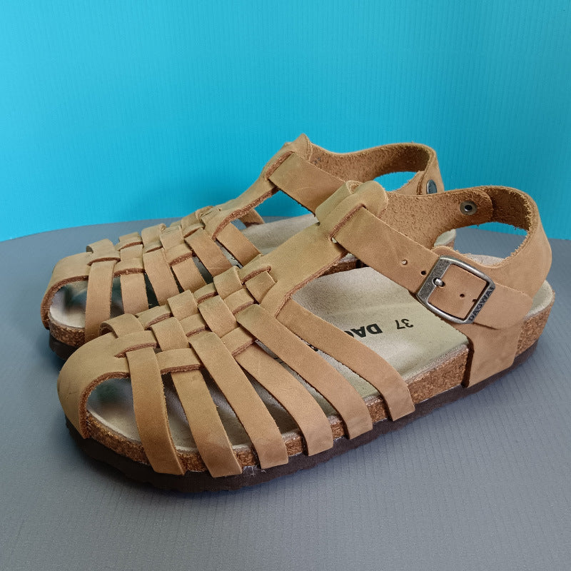 Women's Woven First Layer Cowhide Retro Fashion Sandals