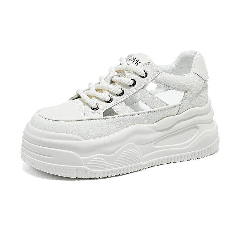 Women's White Spring Breathable Low-cut Good-looking Height Sandals