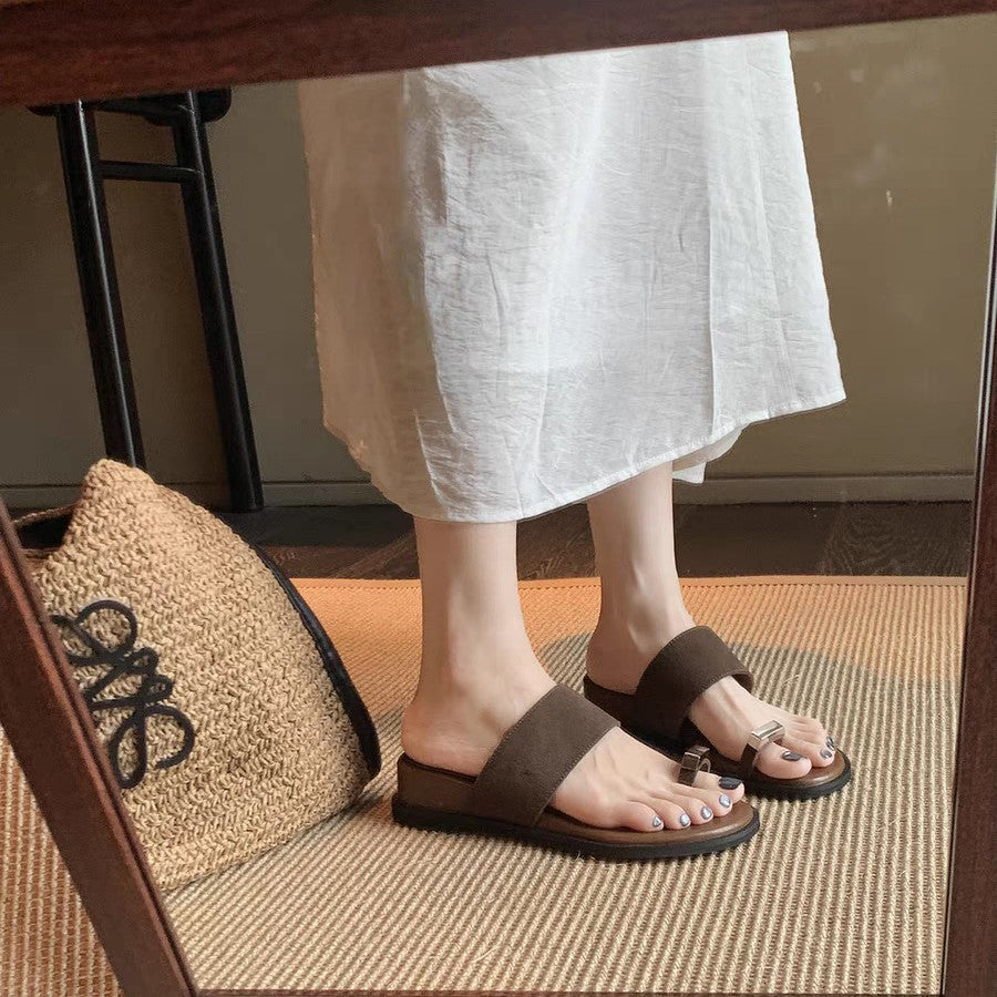Grape Mom Genuine Version Outer Wear Toe Covering Slippers
