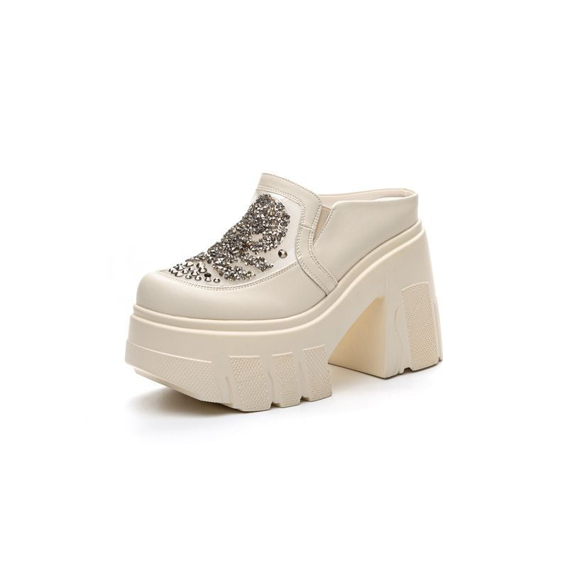 Women's Hollow Genuine Elevator Slip-on Breathable Muffin Slippers
