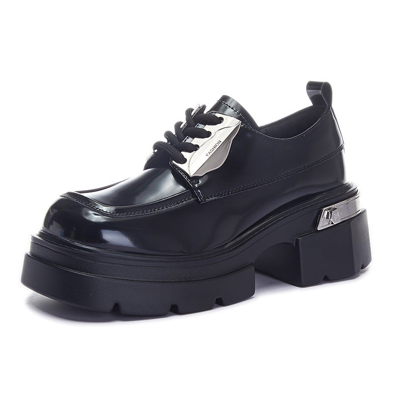 Women's Bottom Chunky Patent Pumps Muffin Fashion Metal Casual Shoes