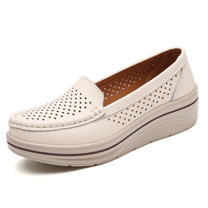 Women's Genuine Wedge Pumps Platform Shake Plus Size Casual Shoes