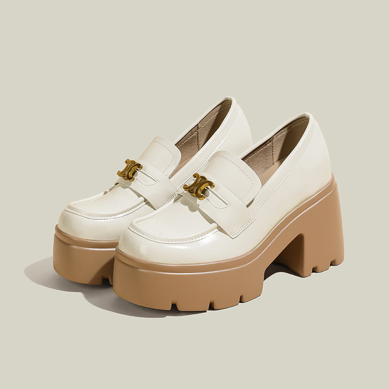 Women's Invisible Elevated Arc Size Thick-soled British Loafers
