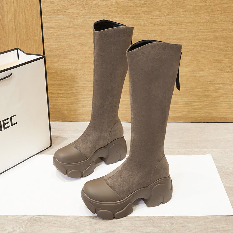 Women's Winter Thin Stretch Suede Invisible Elevated Boots