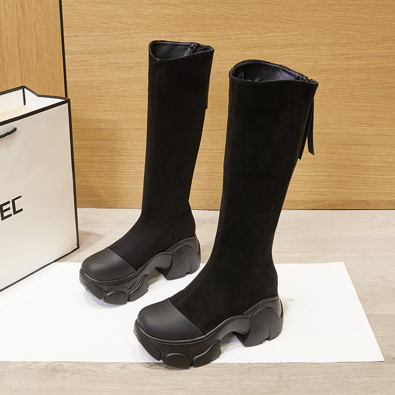 Women's Winter Thin Stretch Suede Invisible Elevated Boots