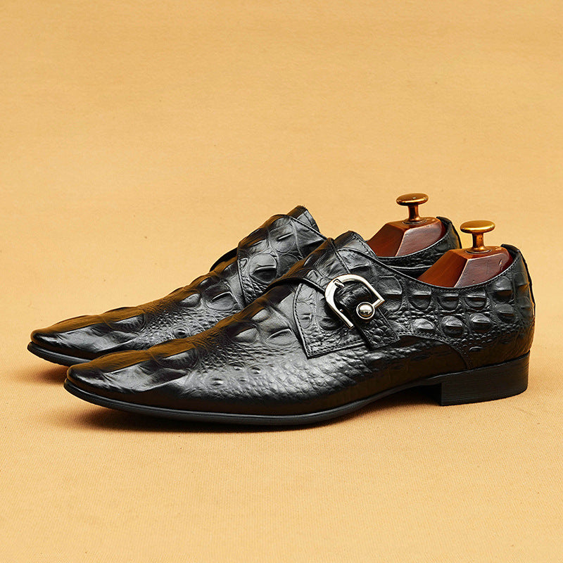 Men's Crocodile Pattern British Formal Wear Genuine Leather Shoes