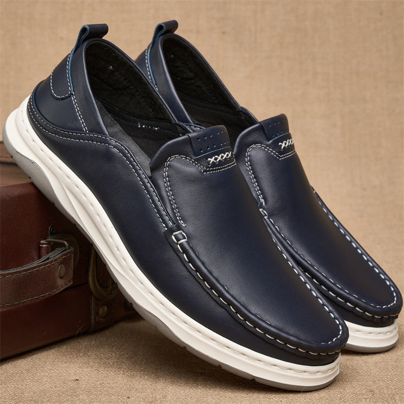 Men's Lightweight Antiskid First Layer Cowhide Soft Bottom Casual Shoes
