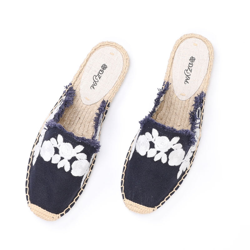 Women's Closed Toe Cotton Holiday Outdoor Embroidered Ethnic Slippers