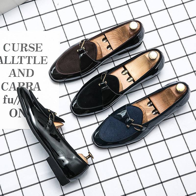Men's Trendy Personality Small Fashionable Slip-on Four Leather Shoes