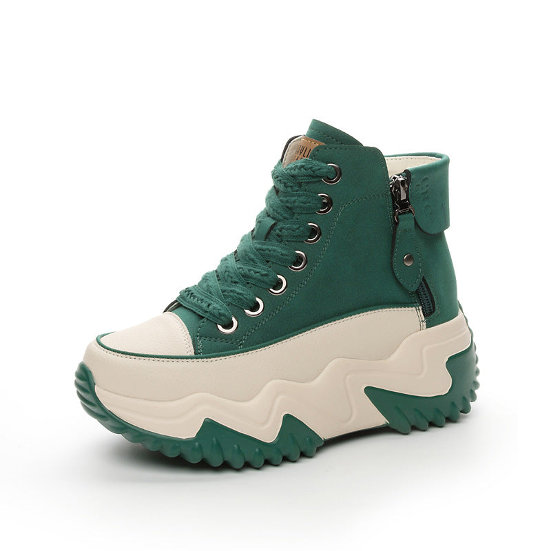 Women's Winter Height Increasing Insole Genuine Platform White Wedge Boots