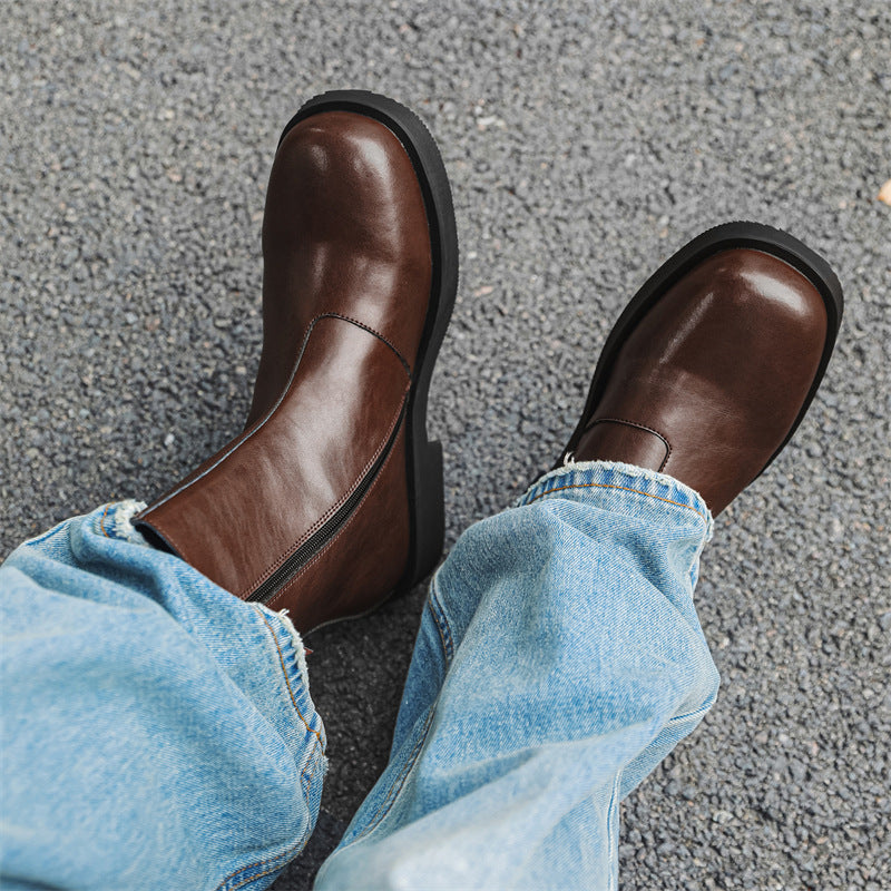 Men's Chelsea British Style Square Toe Booties Boots