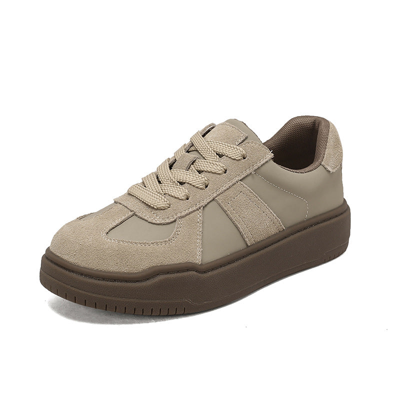 Women's Low Color Matching Cowhide Travel Leisure Sneakers
