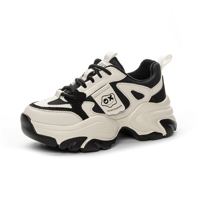 Women's Dad Lightweight Comfortable Platform Height Increasing Leather Shoes