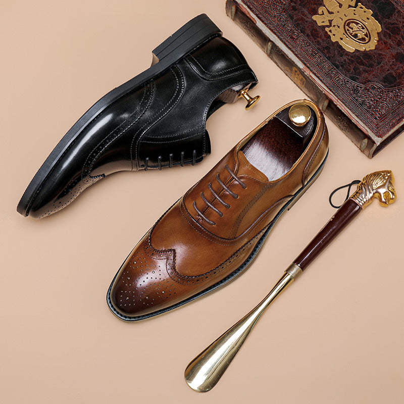 Men's Formal Oxford British Style Top Layer Leather Shoes