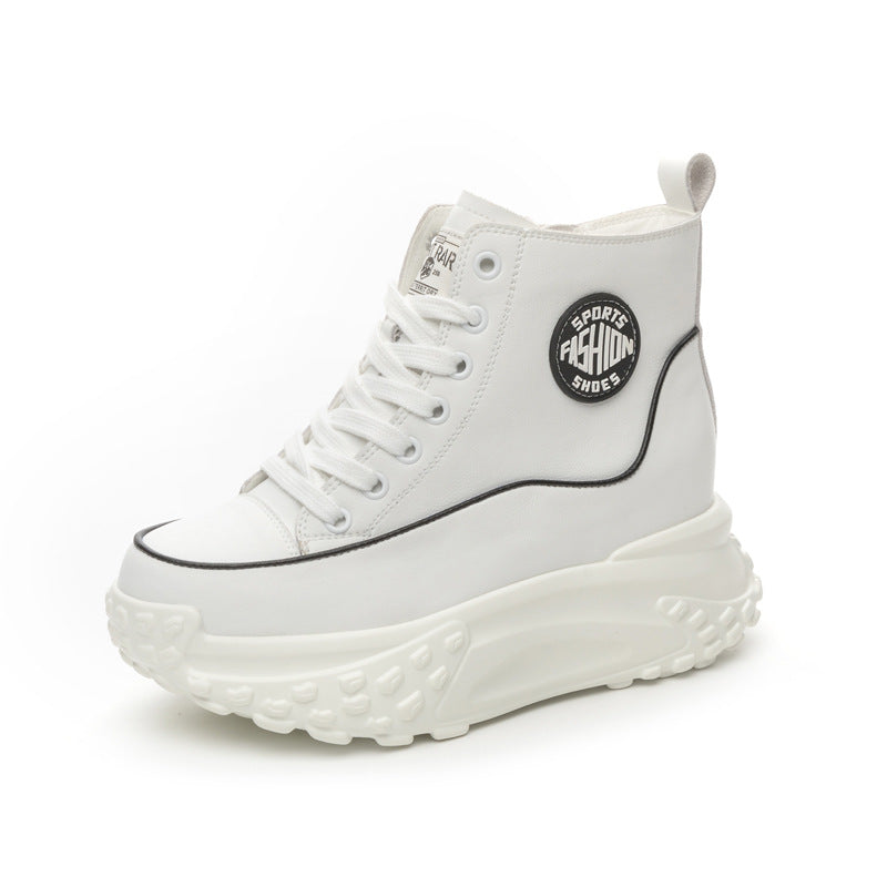 Women's Winter Genuine Elevator Platform Wedge White Women's Shoes