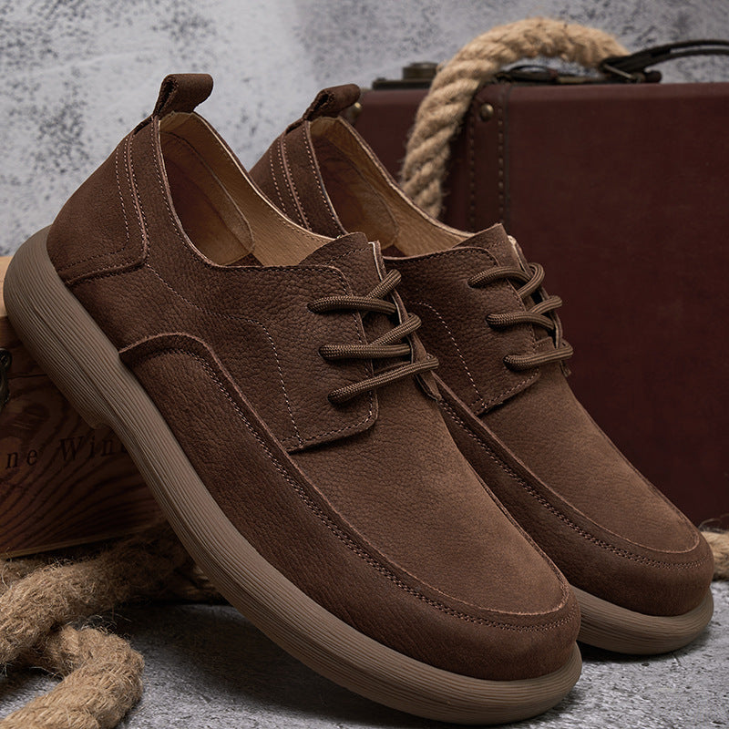 Men's Cowhide Retro Easy Matching Soft Bottom Men's Casual Leather Shoes