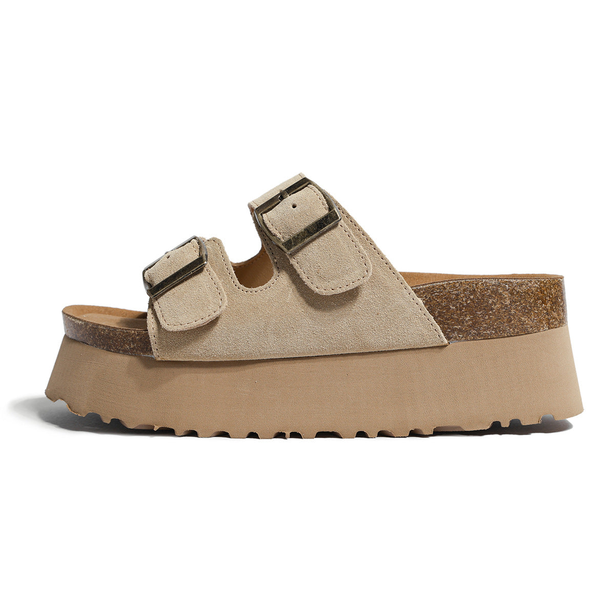 Women's Sier Thick Bottom Beach Retro Double Buckle With Slippers