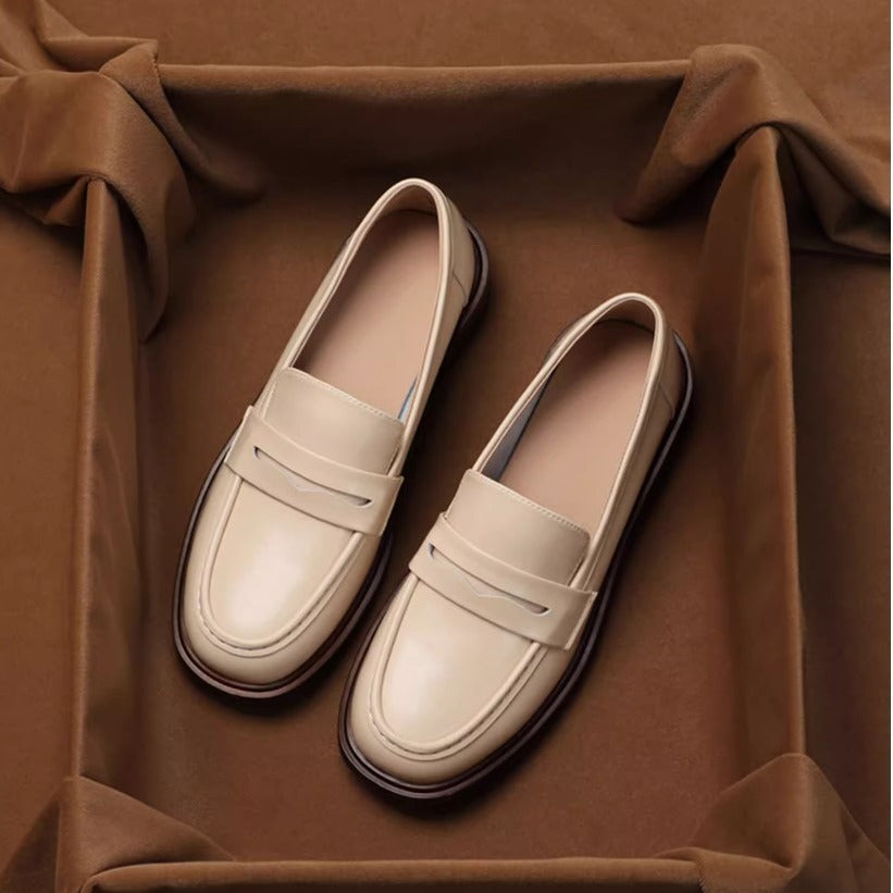 Women's Real Soft Spring Pumps Retro Chunky Loafers