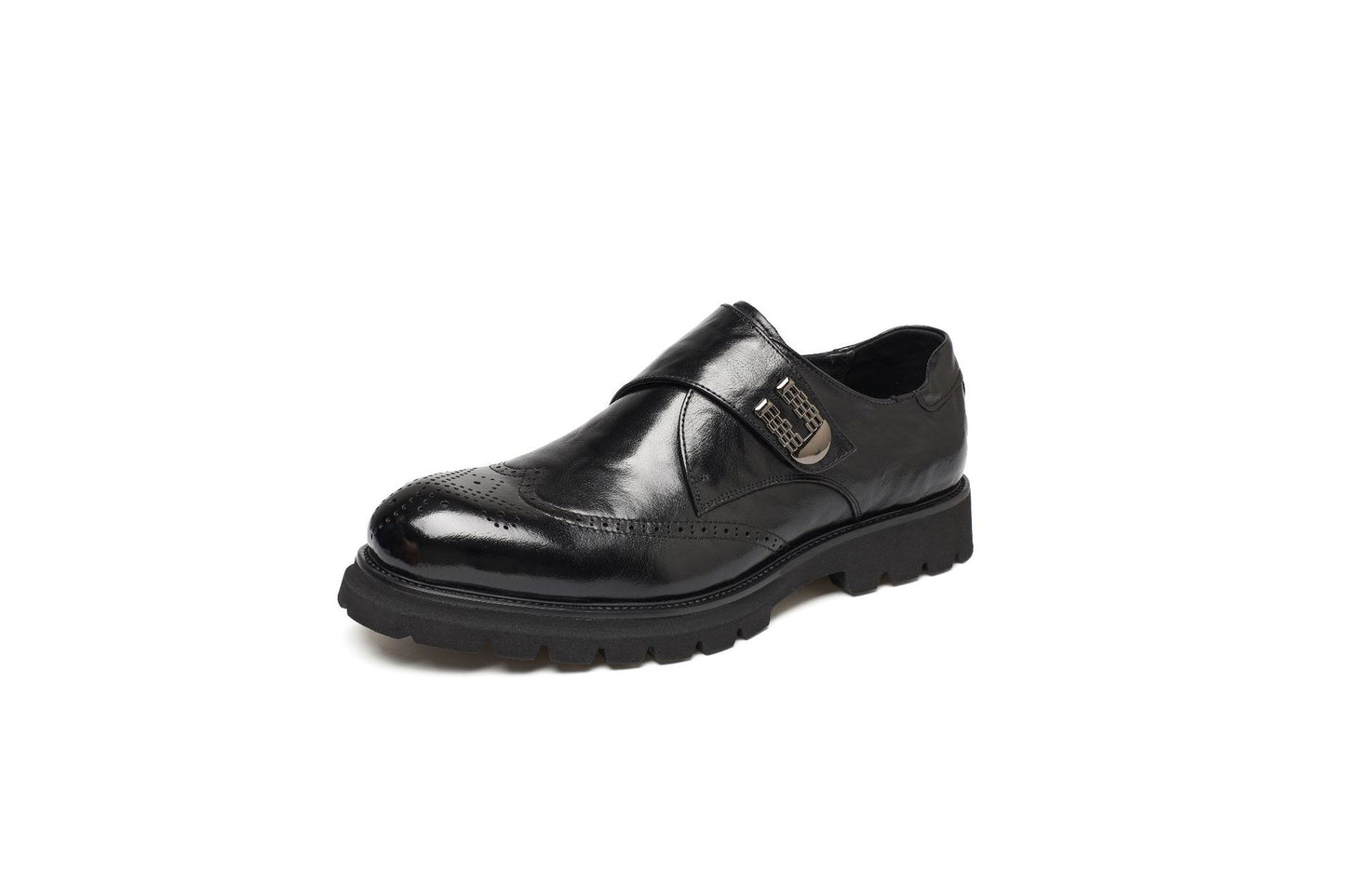 Men's Layer Cowhide Brogue Formal Business Low Leather Shoes
