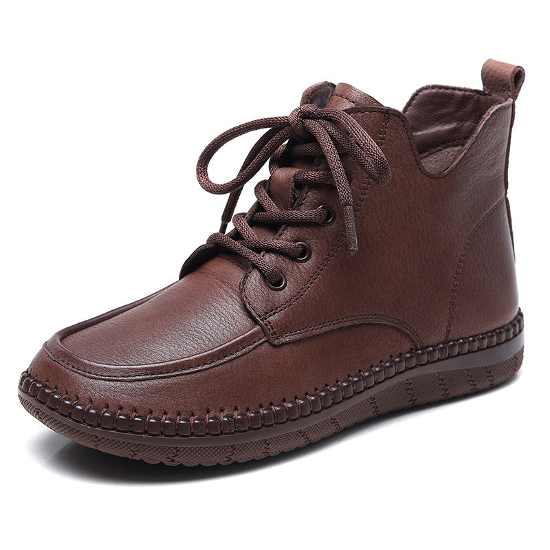 Women's Cowhide Flat Maternity Single Soft Bottom Boots