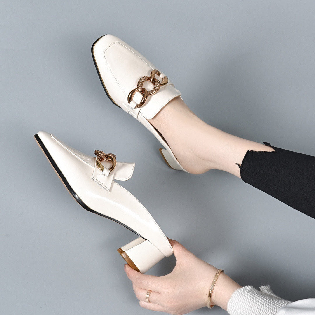 Women's Toe Cap Outer Wear Summer Chunky Heels