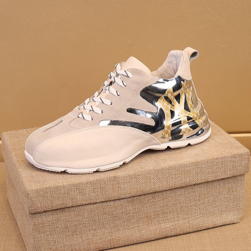Men's Fashion Trendy Hidden White Dad Platform Leather Shoes