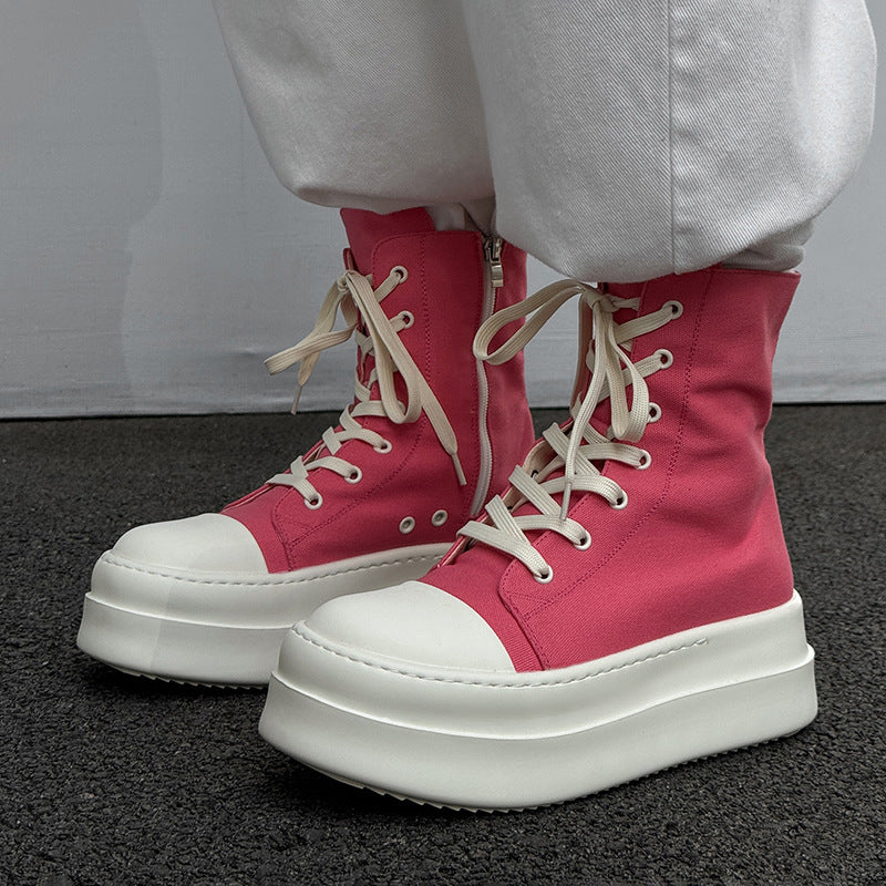 Women's & Men's American High-grade Side Zipper Increased Lovers Sneakers