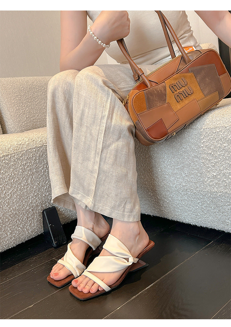 Women's Mom Summer High Temperament Square Head Heels