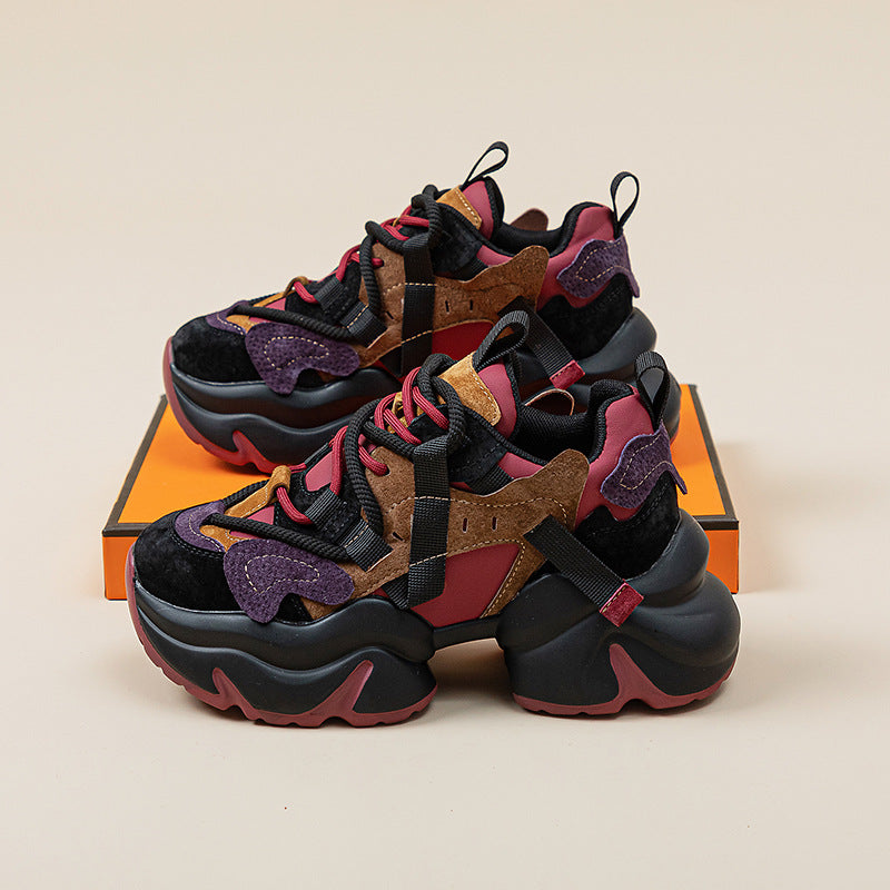 Women's Clunky Winter Fleece-lined Platform Height Increasing Sneakers