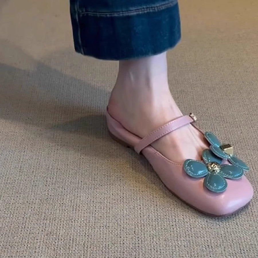 Women's Version Contrast Color Flower Buckle Pump Slippers