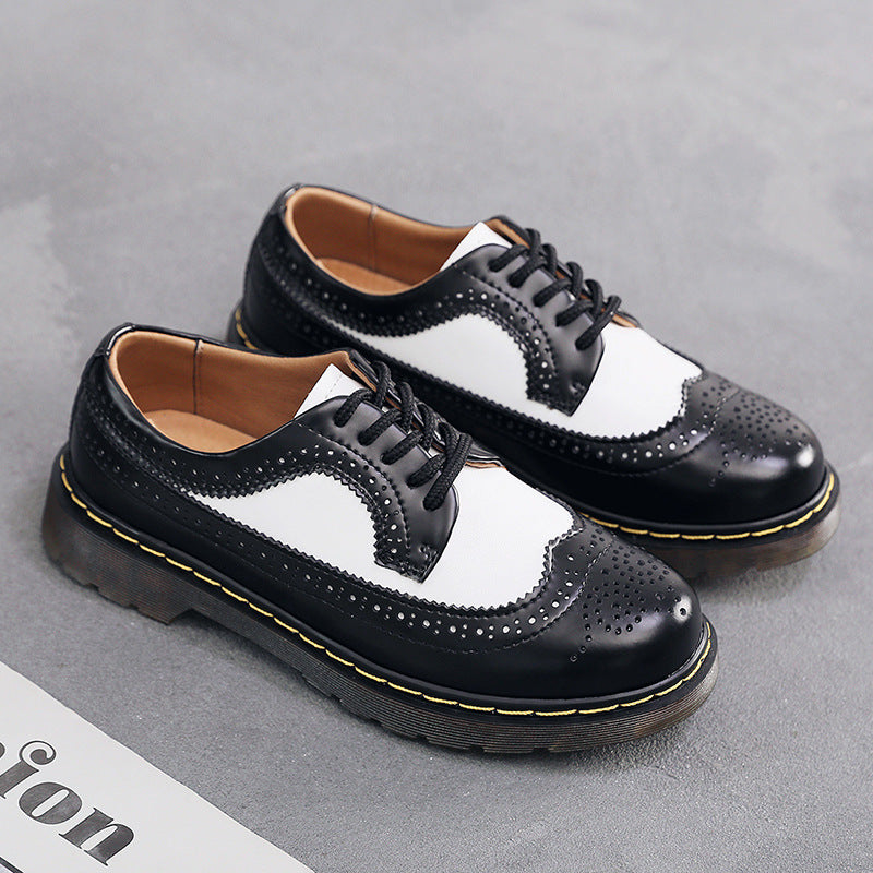 Women's & Men's Martin Low-cut Hole Genuine Brogue Round Head Casual Shoes
