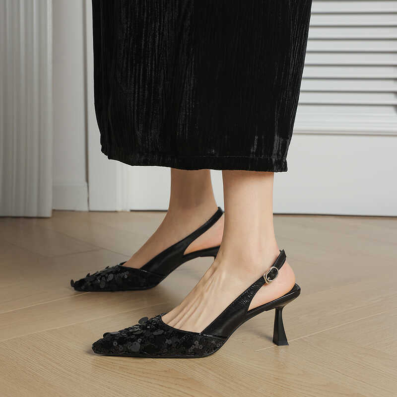 Women's Sequined Pointed Summer Stiletto High Closed Heels