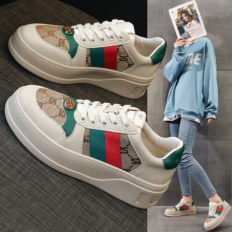 Women's Dirty Spring Genuine Platform Sports Leisure Sneakers