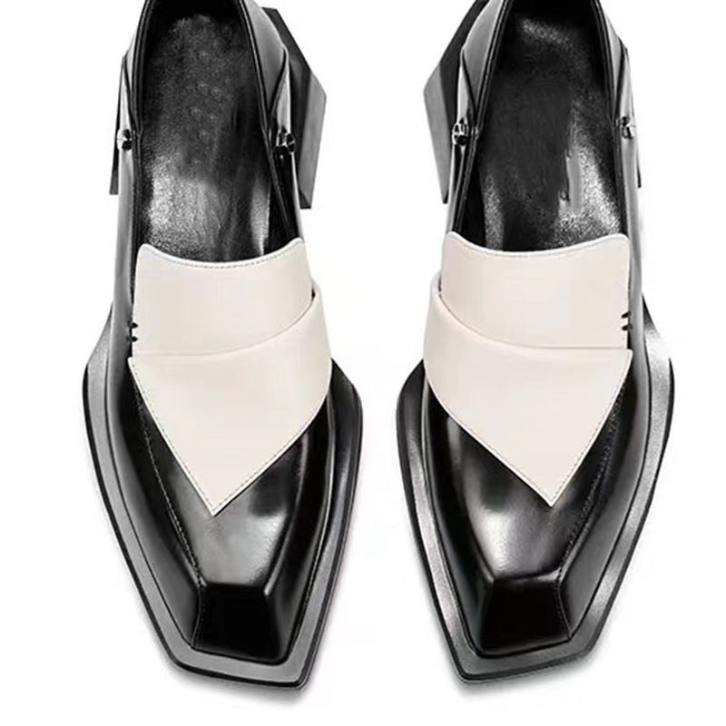 Women's & Men's Color Matching Chunky Slip-on Square Toe Casual Shoes