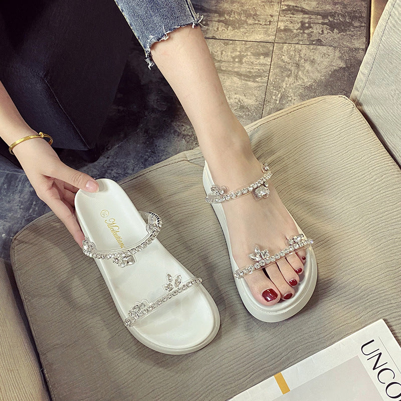 Women's Transparent Diamond Band Outer Wear Summer Slippers