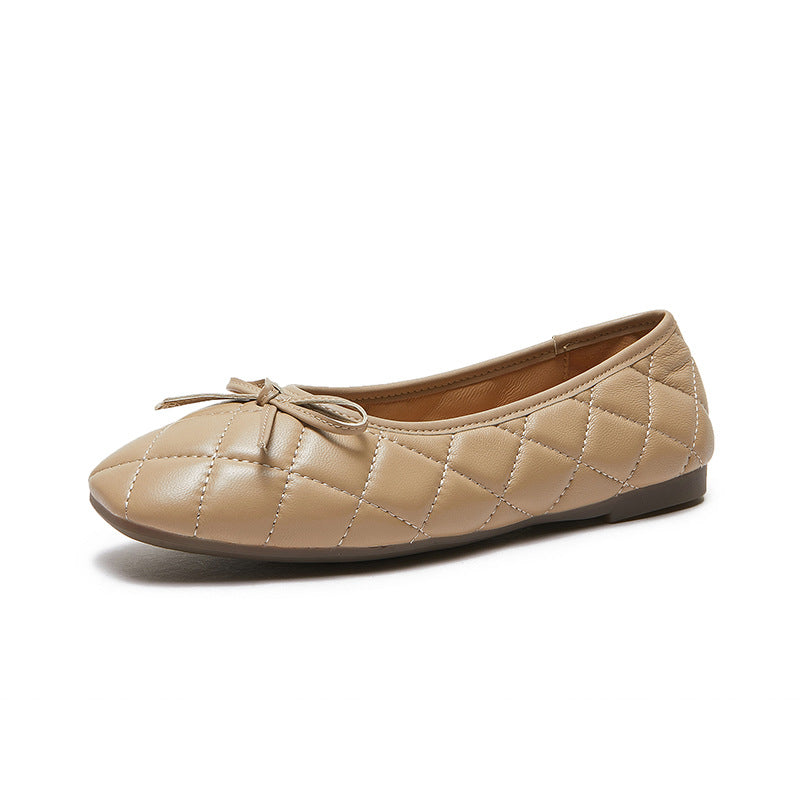 Women's & Men's Platinum Fashion Rhombus Pumps Sheepskin Ballet Round Toe Casual Shoes