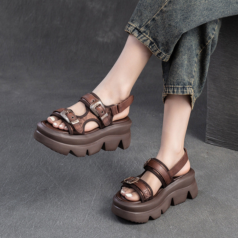 Women's Thick Bottom Velcro Breathable Increased Sandals