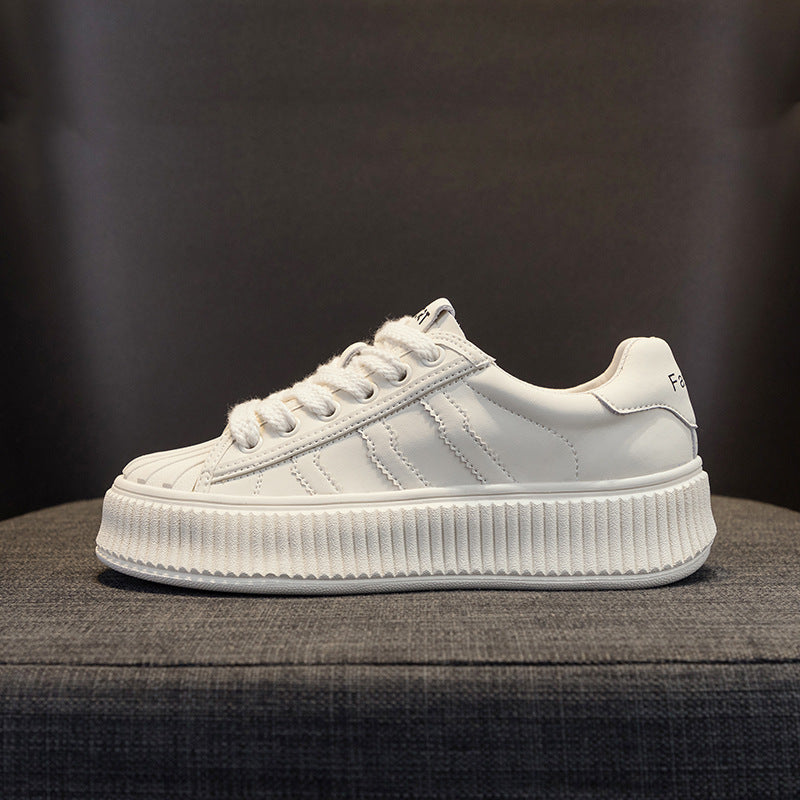 Women's Shell Head White Genuine Platform Biscuit Women's Casual Shoes