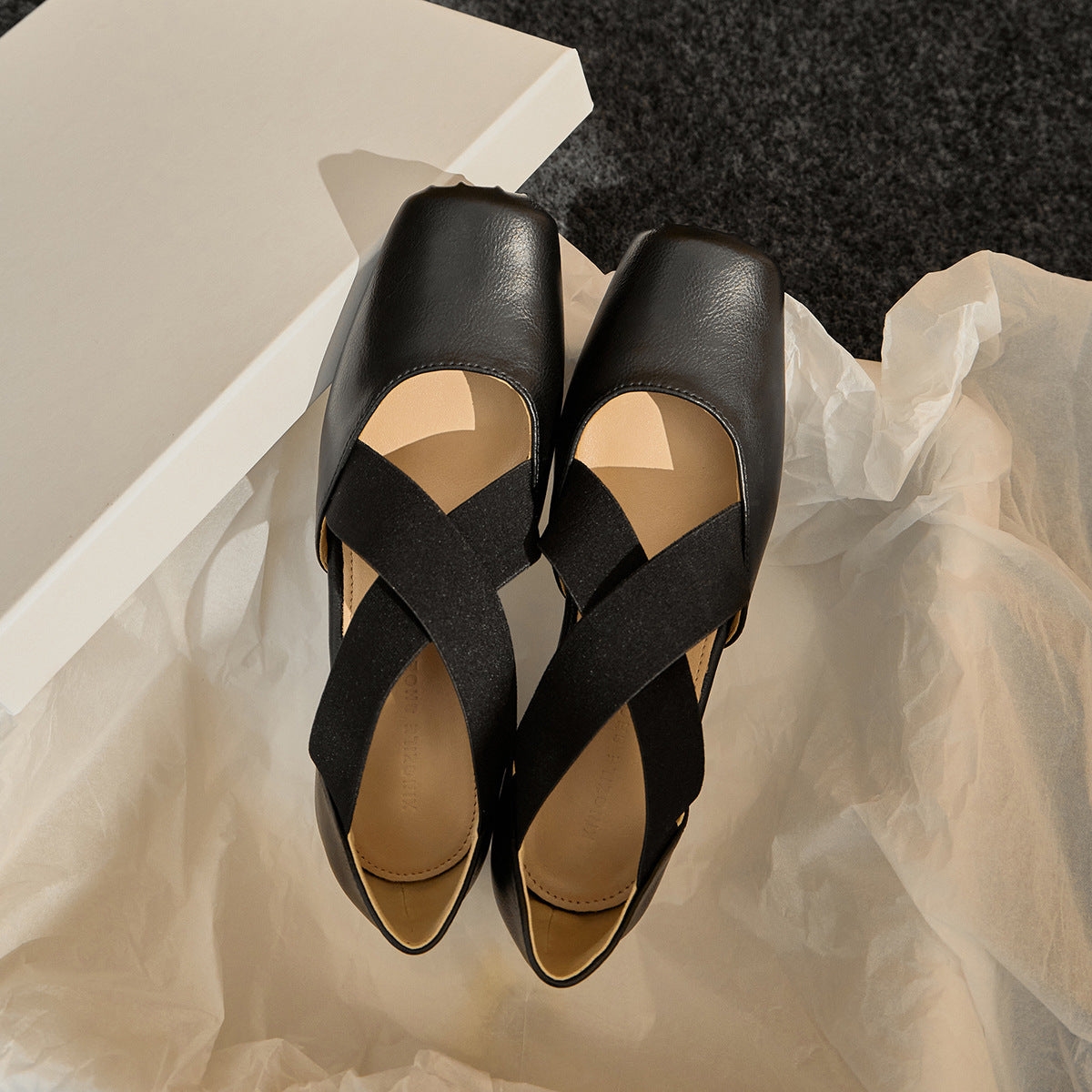 Women's Ballet Hollowed Summer Wear Retro Style Square Heels