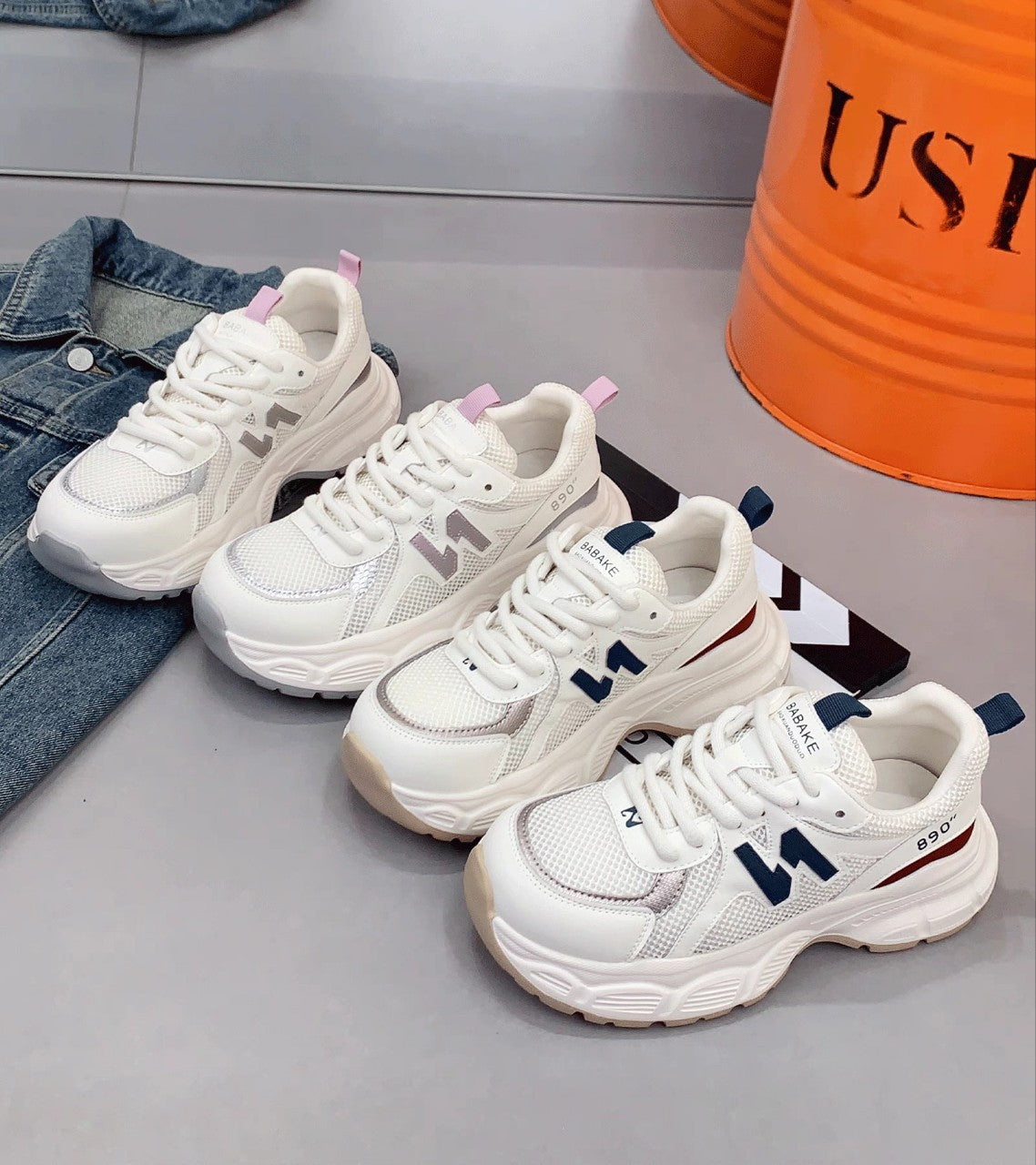 Summer Transparent Net Foam Bottom Dad Sneakers