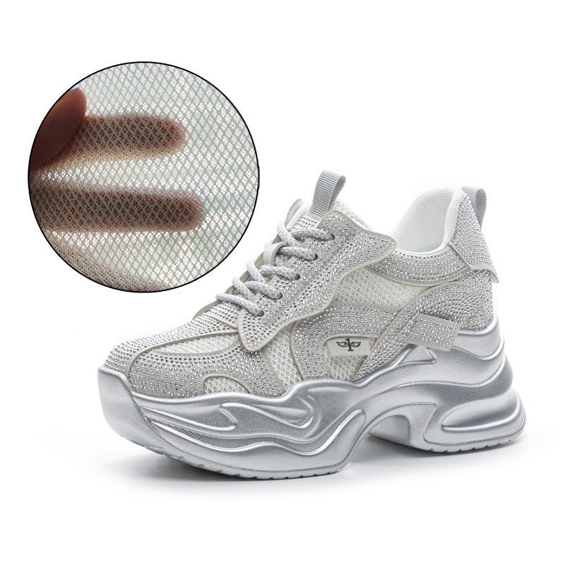 Women's Platform Muffin Height Increasing Insole Dad Mesh Breathable Light Running Sneakers