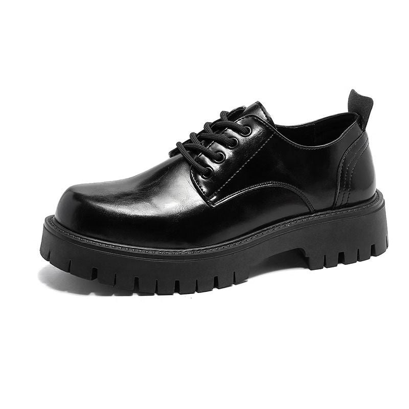 Men's Black British Style Soft Bottom Business Height Increasing Leather Shoes