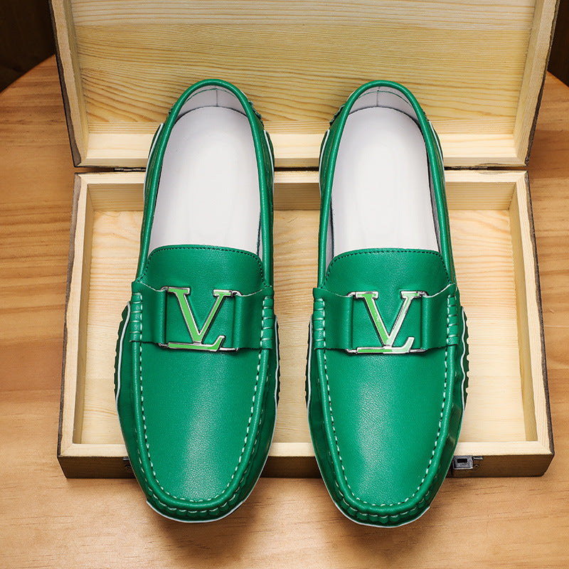 Men's Size Korean Bottom Low Top Slip-on Leather Shoes
