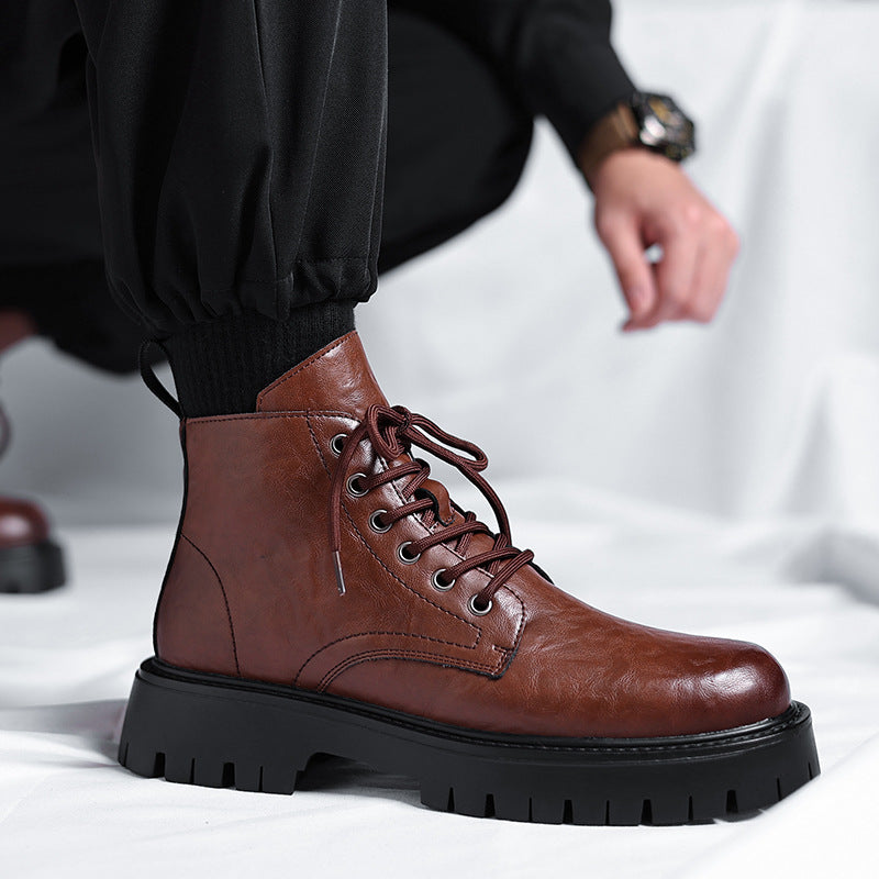 Men's Martin British Style Trendy Platform Black Boots