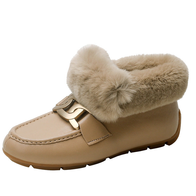 Women's Fur Winter Fleece-lined Rabbit Thermal Cotton Snow Boots
