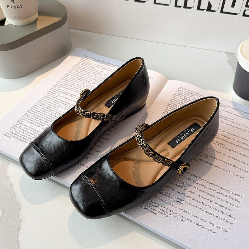 Women's Height Increasing Insole Retro Strap Small Women's Shoes
