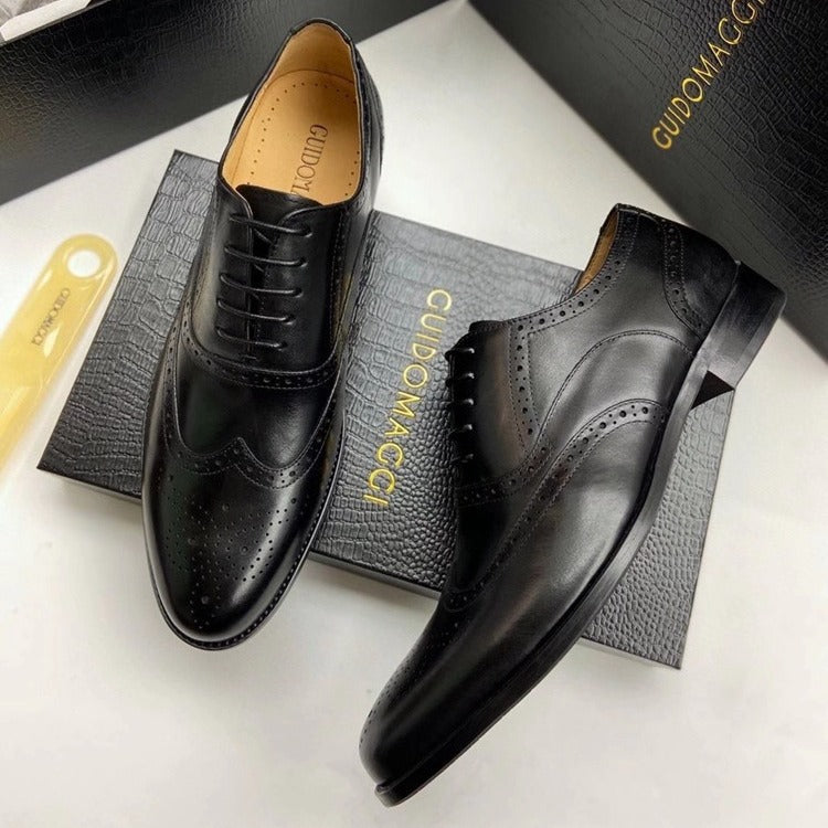 Men's Style Carving Brogue Business First Layer Cowhide Plus Leather Shoes