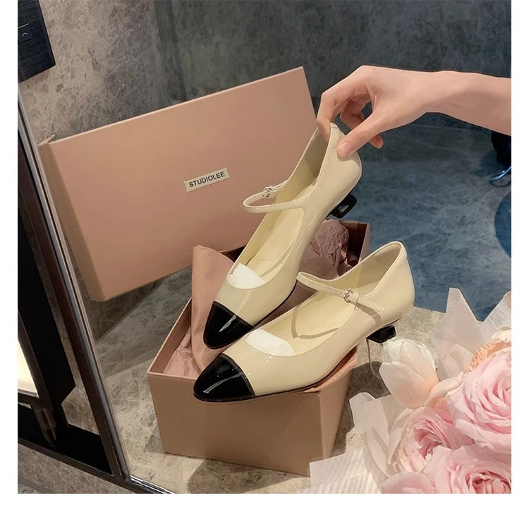 Female Temperament Color Matching Word Strap Women's Shoes